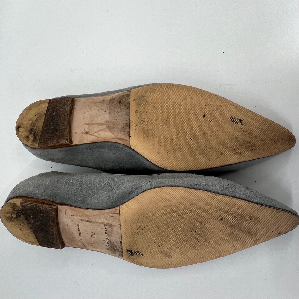 Balenciaga Paris Grey Suede Pointed Toe V-Neck Flats Shoes Size 38 Made in Italy - Picture 8 of 10